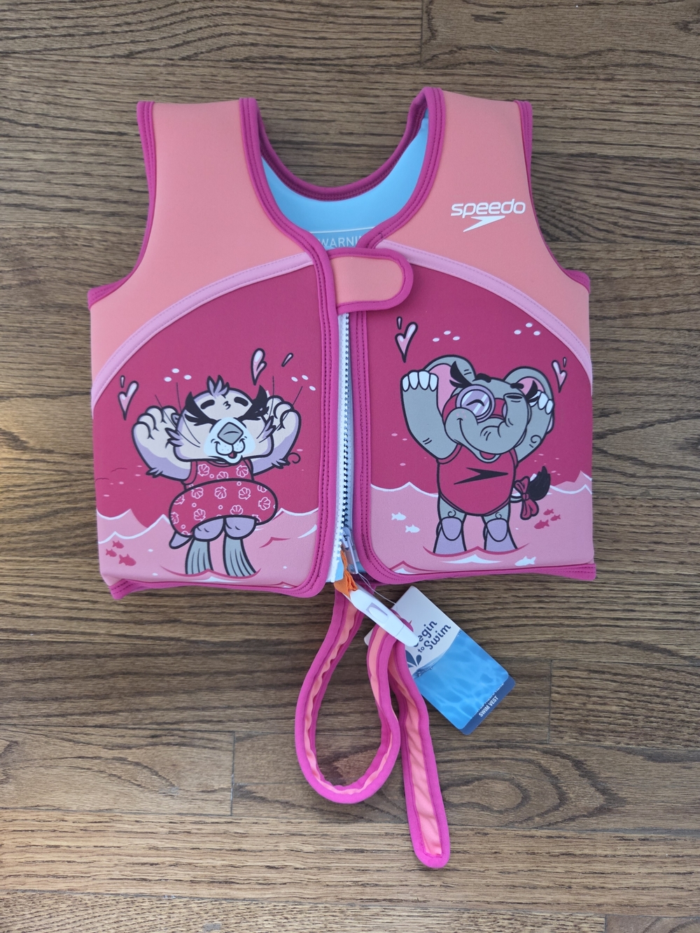 Speedo Kids Pink and Coral Swim Vest with Animal Characters